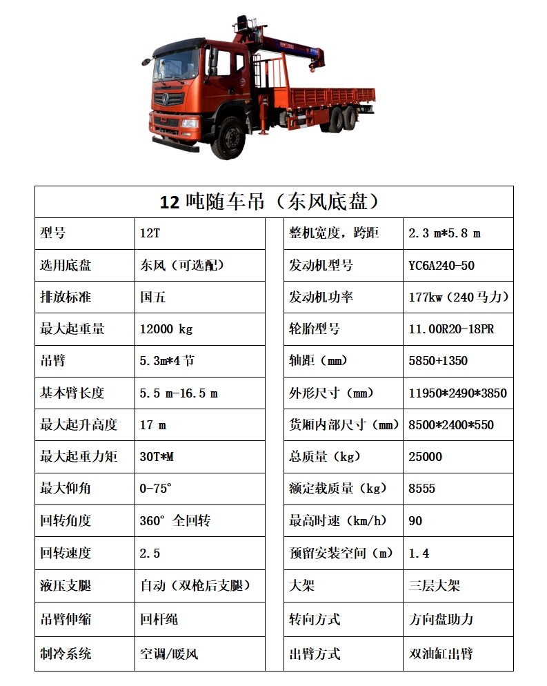 12吨东风随车吊