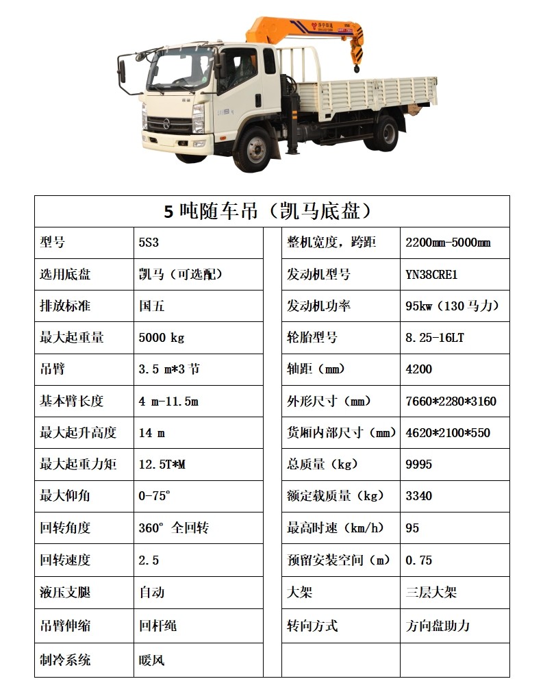 5吨凯马随车吊